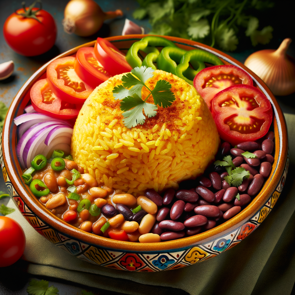 Mexican Rice and Bean Bowl Recipe with Fresh Vegetables