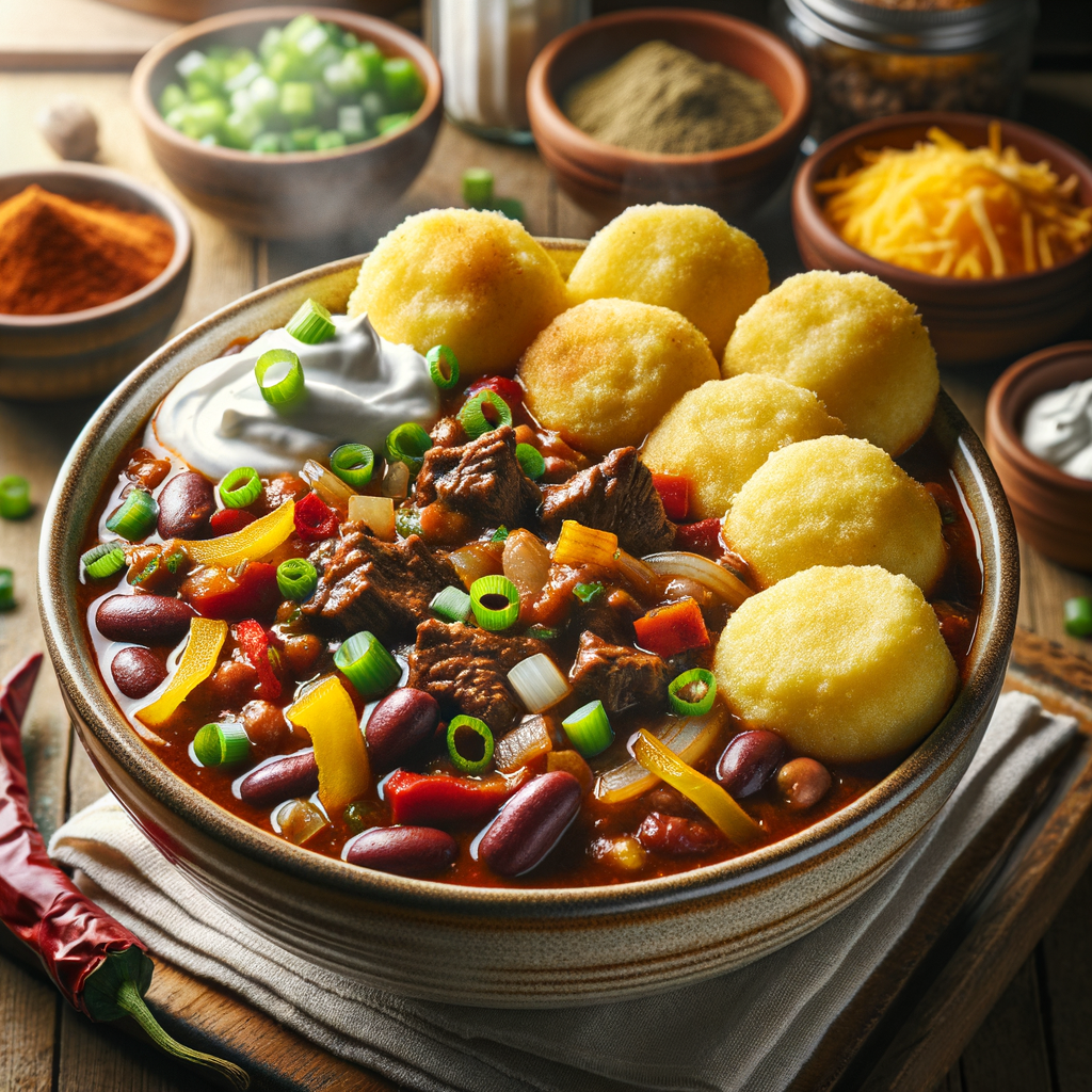 Beef Chili with Cornmeal Dumplings Recipe