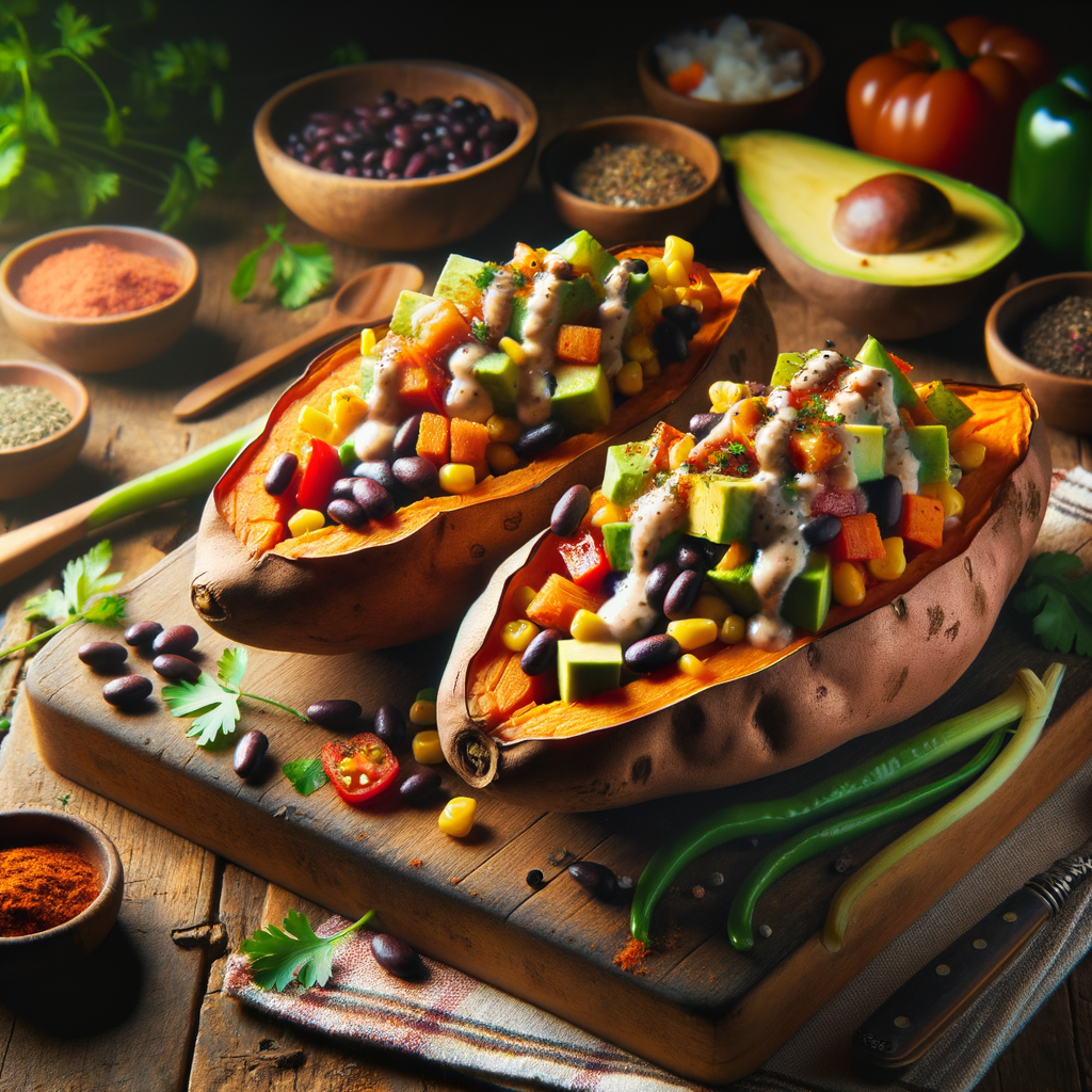 Stuffed Sweet Potato Boats Recipe with Unique Sauce and Filling