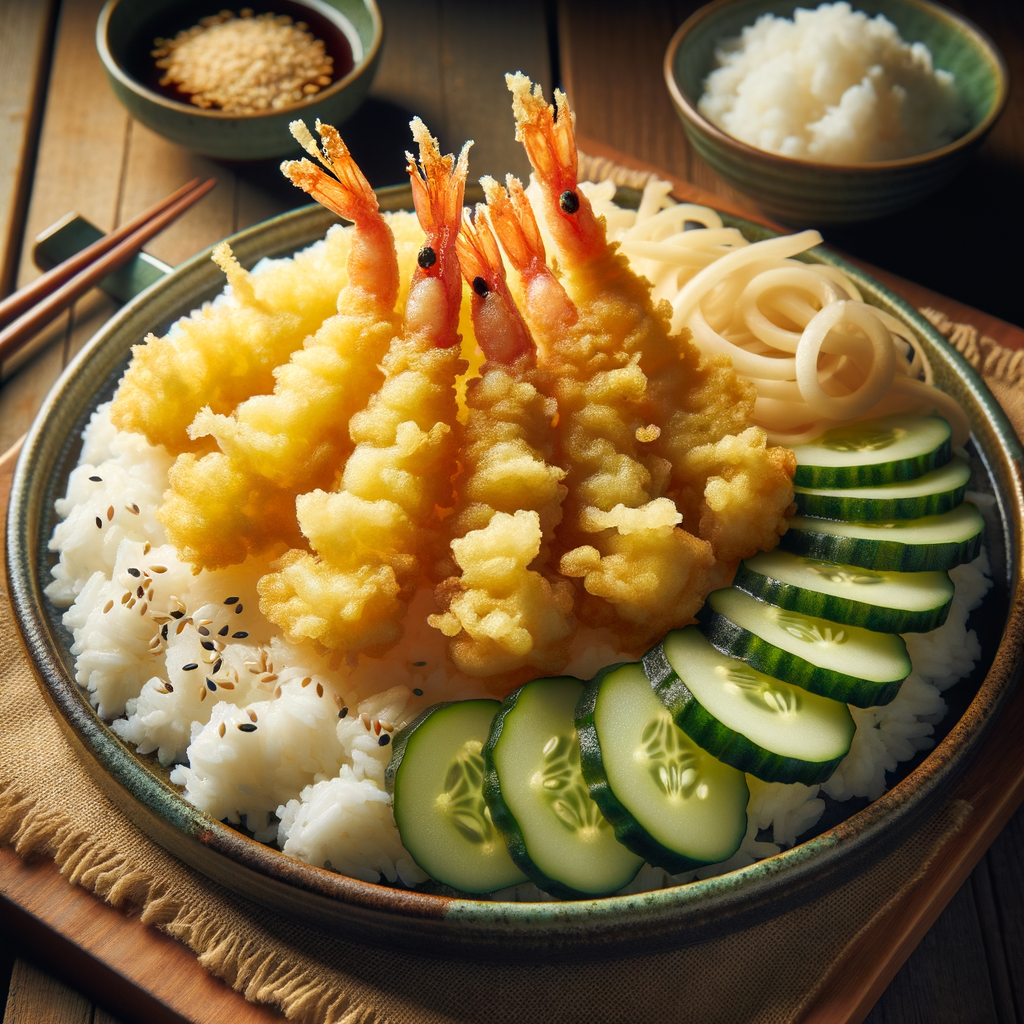 Japanese Shrimp Tempura Recipe With Pickle and Rice