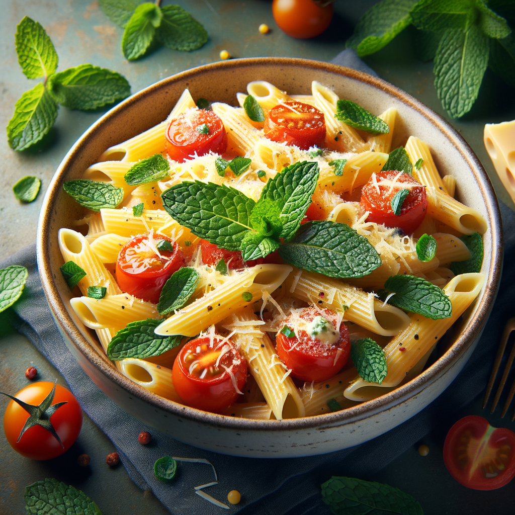 Minty Tomato Pasta Recipe with Fresh Mints, Cheese, and Pasta