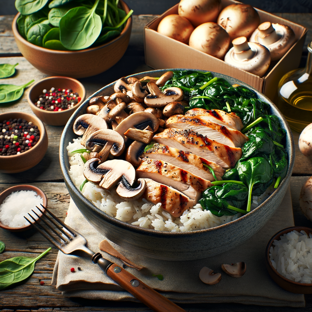 Chicken, Mushroom, and Spinach Rice Bowl Recipe