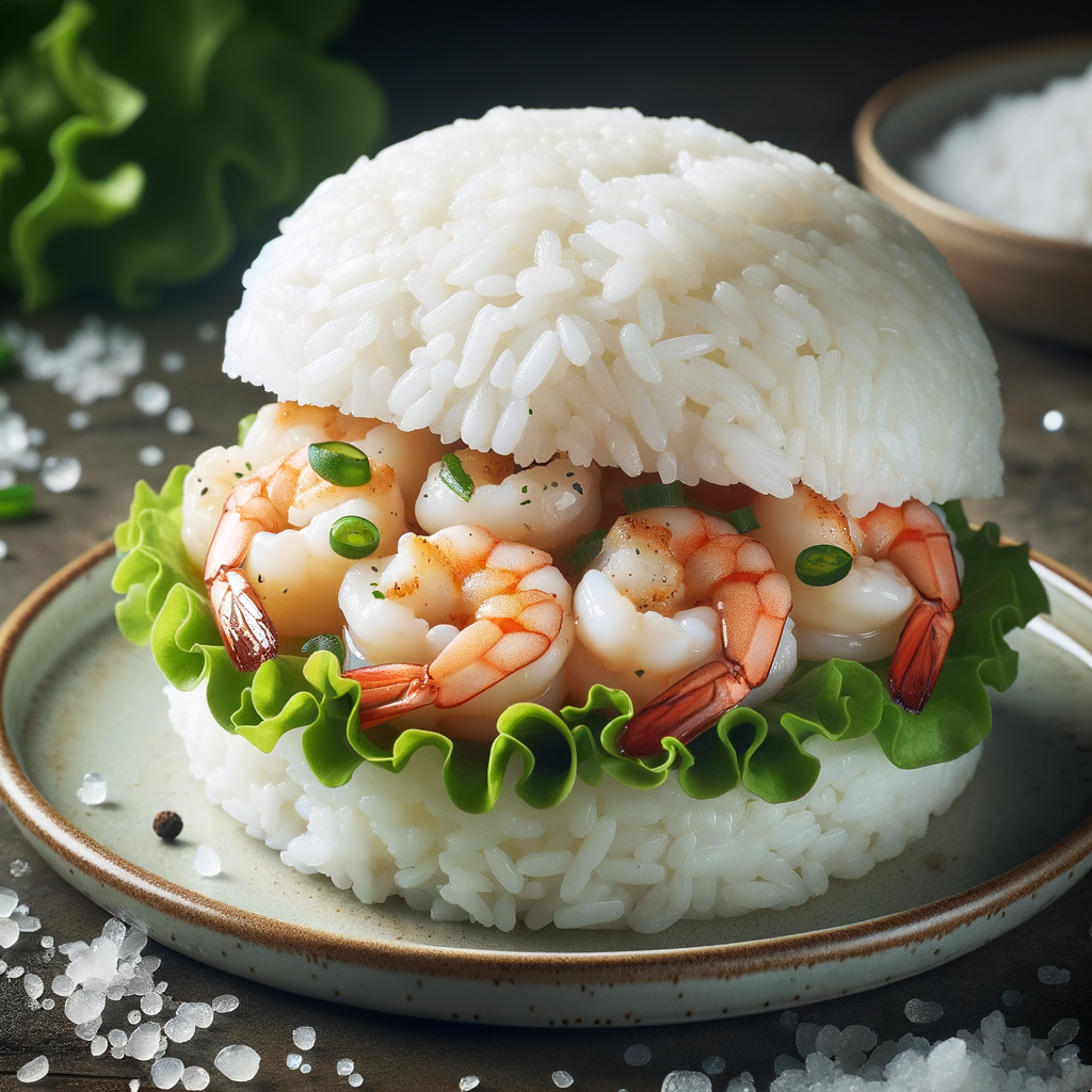 Rice Burger with Seafood Filling Recipe - American-style Seafood Lunch