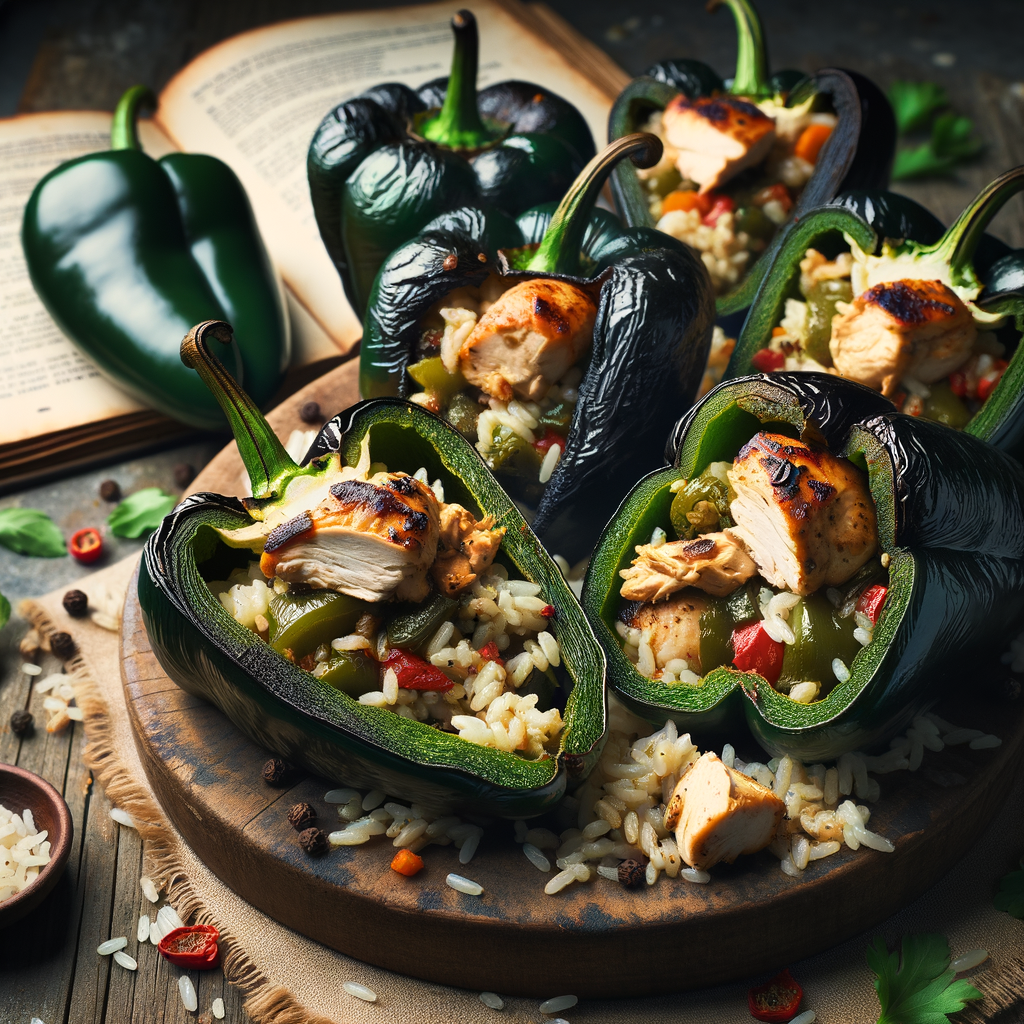 Stuffed Poblano Peppers with Chicken and Rice Recipe