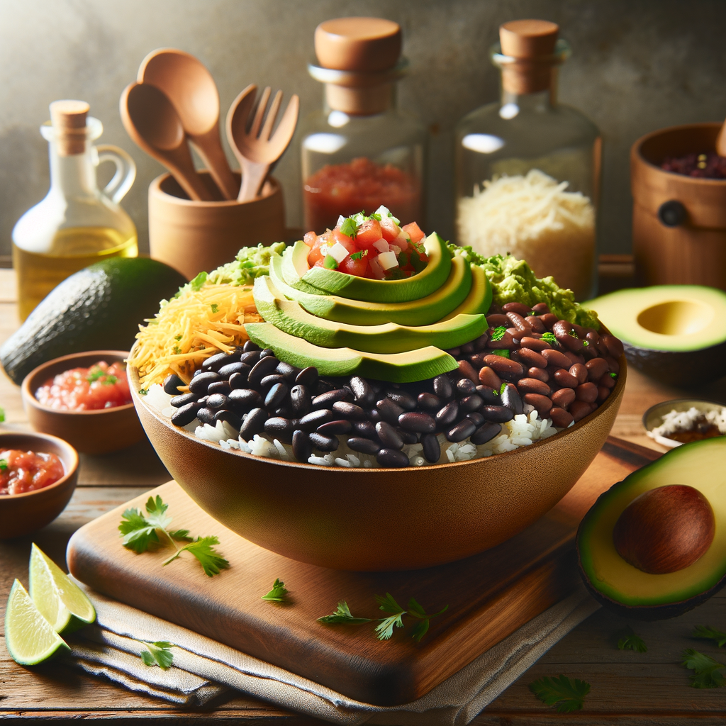 Taco Salad Bowl Recipe - Using Spanish Rice, Black Beans, and Avocado